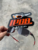 Óculos De Sol Juliet Plasma Lente Preta Borracha Vermelha