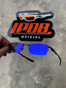 Óculos de Sol Lupa do Vilão Preto Lente Azul