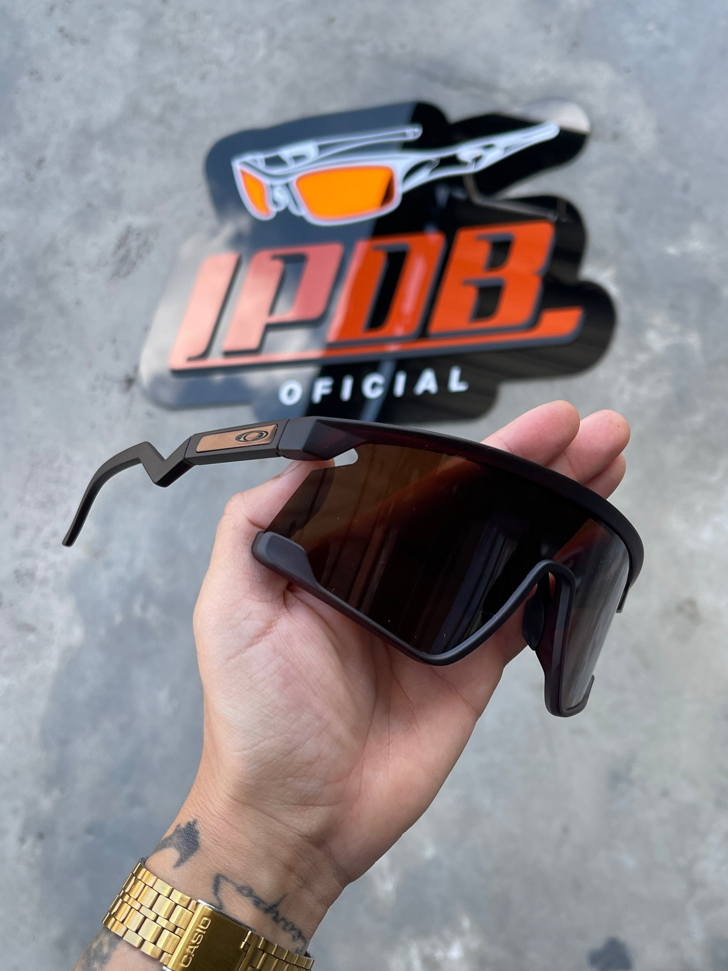 Óculos de Sol BXTR Esportivo Marrom Lente Gold Café