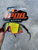 Óculos de Sol BXTR Esportivo Preto/Vermelho Lente Amarela