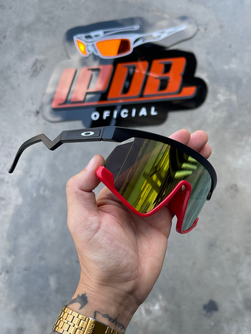 Óculos de Sol BXTR Esportivo Preto/Vermelho Lente Amarela