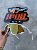 Óculos de Sol BXTR Esportivo Branco Lente Gold