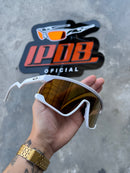 Óculos de Sol BXTR Esportivo Branco Lente Gold