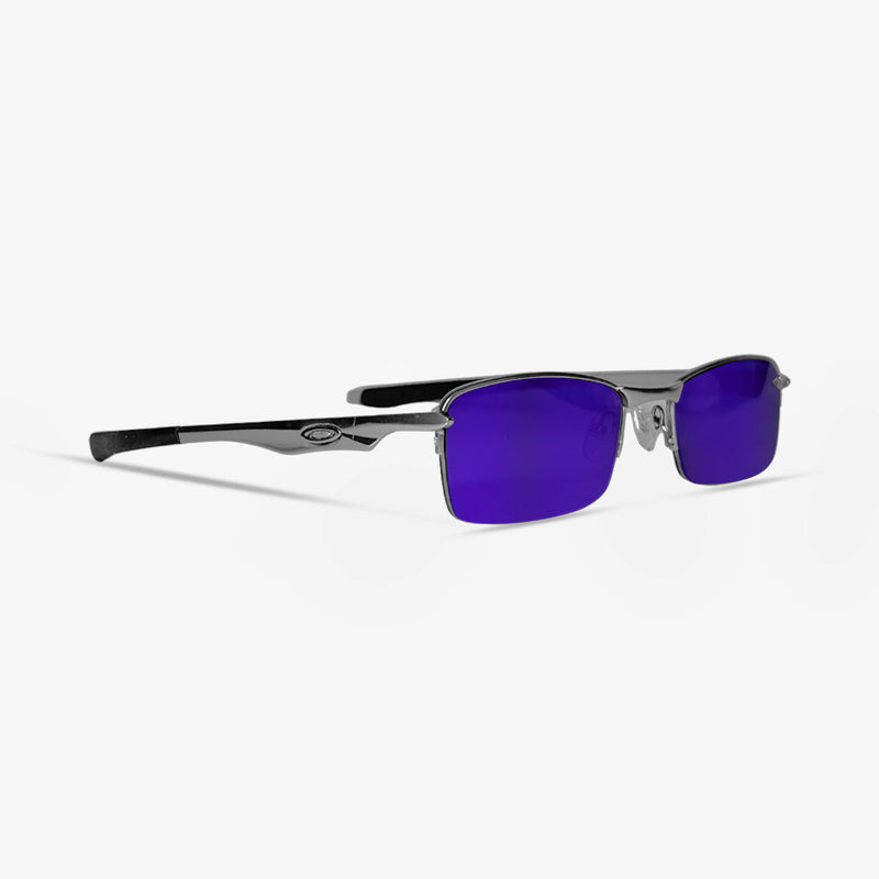 Óculos de Sol Lupa do Vilão Prata Lente Roxo